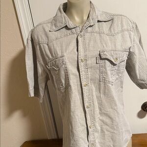 Casual Light Grey Button Down Shirt for Women